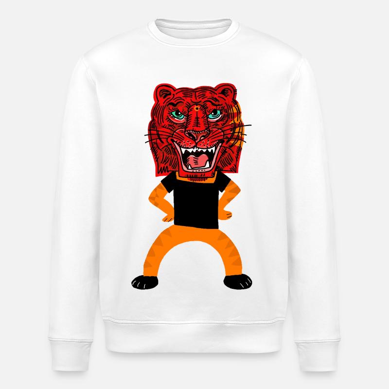 der frecheTiger - Stanley/Stella Unisex Bio-Sweatshirt ROLLER - Weiß