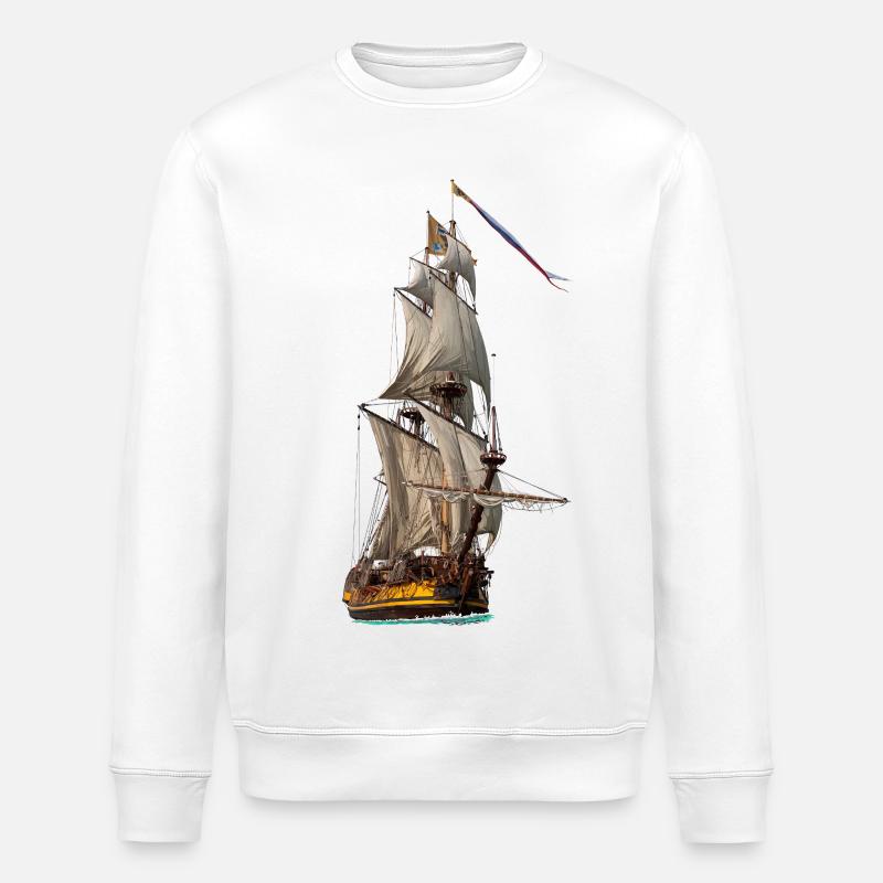 Sailing ship - Stanley/Stella ROLLER Unisex Organic Sweatshirt - white