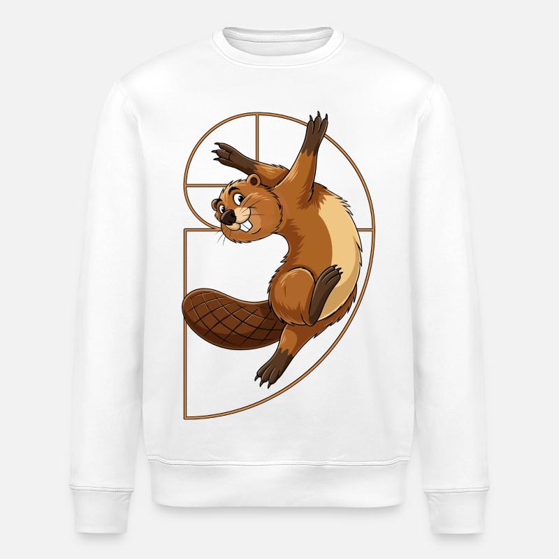 Fibonacci Beaver Spiral - Stanley/Stella Unisex Bio-Sweatshirt ROLLER - Weiß