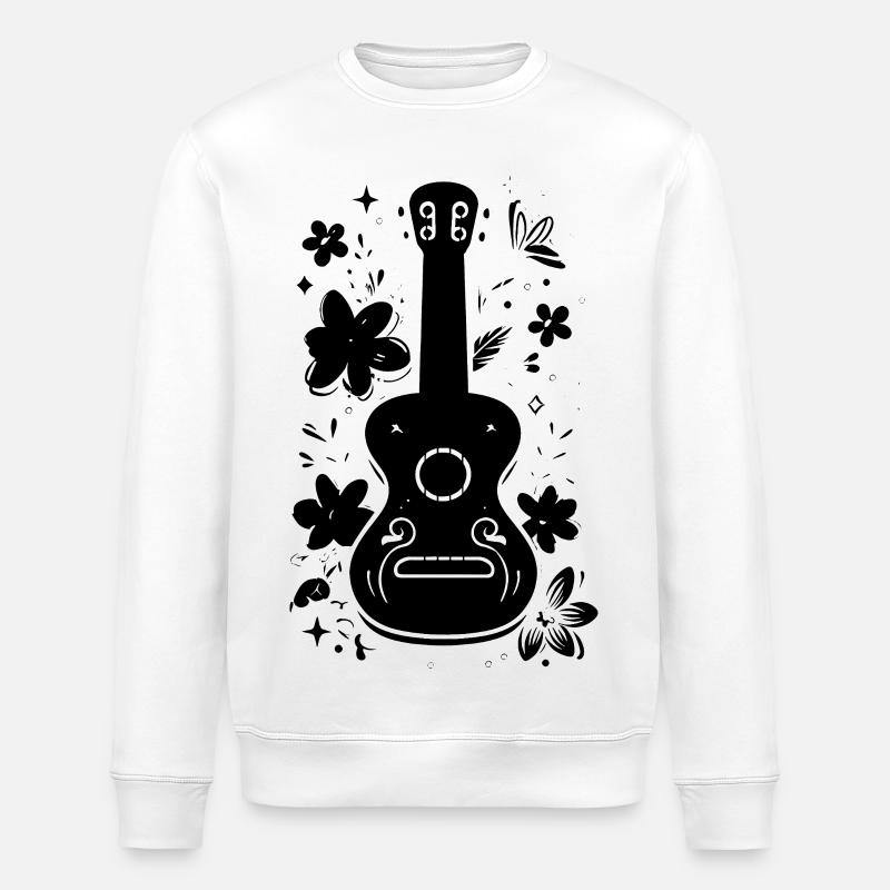 Sketch de ukulélé - Sweat bio ROLLER Stanley/Stella Unisexe - blanc