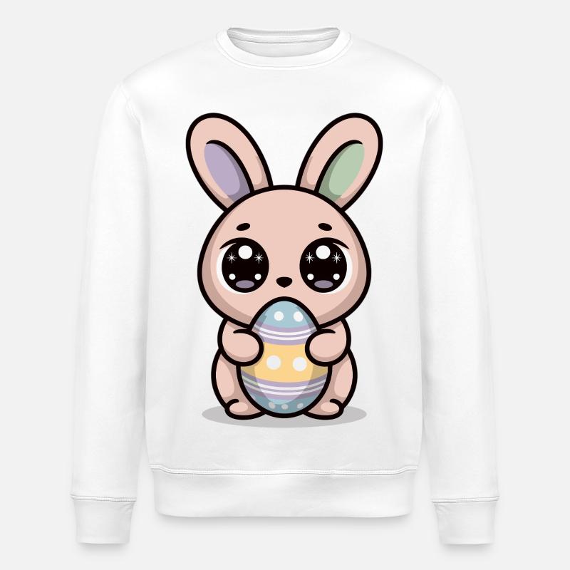Cute Easter Bunny Kawaii Bunny - Stanley/Stella ROLLER Unisex Organic Sweatshirt - white