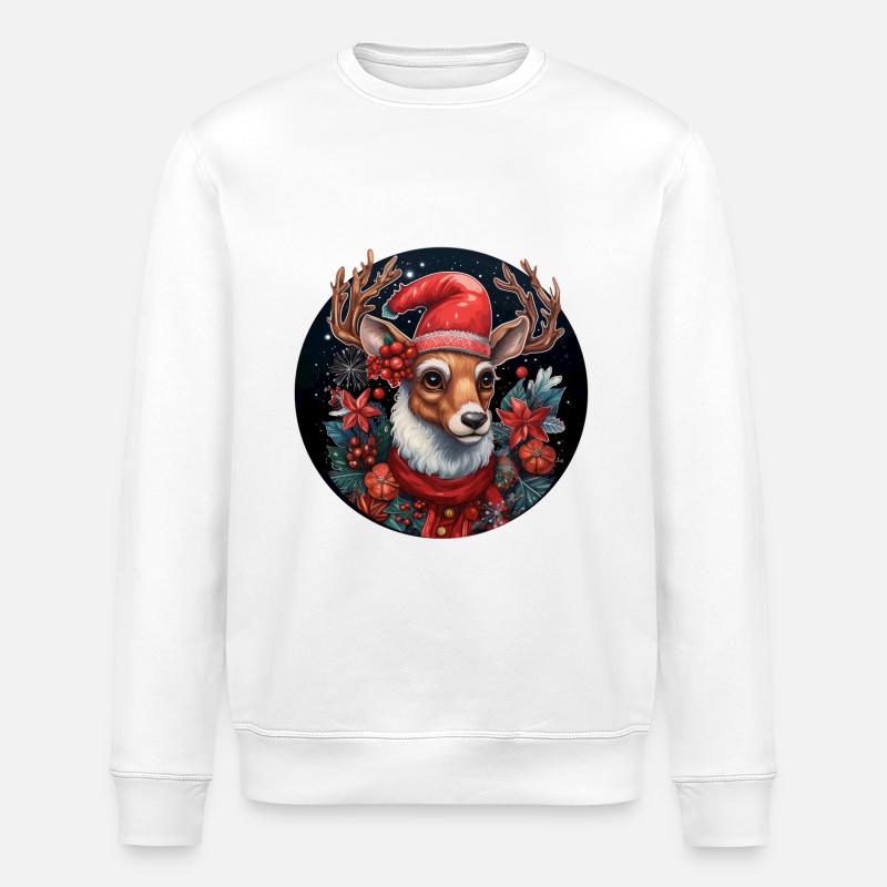 Weihnachtshirsch - Stanley/Stella Unisex Bio-Sweatshirt ROLLER - Weiß