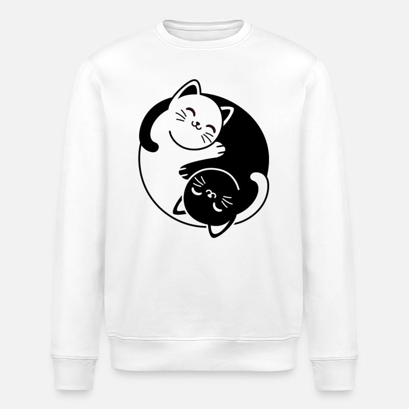 Yin- und Yang-Katzen - Stanley/Stella Unisex Bio-Sweatshirt ROLLER - Weiß