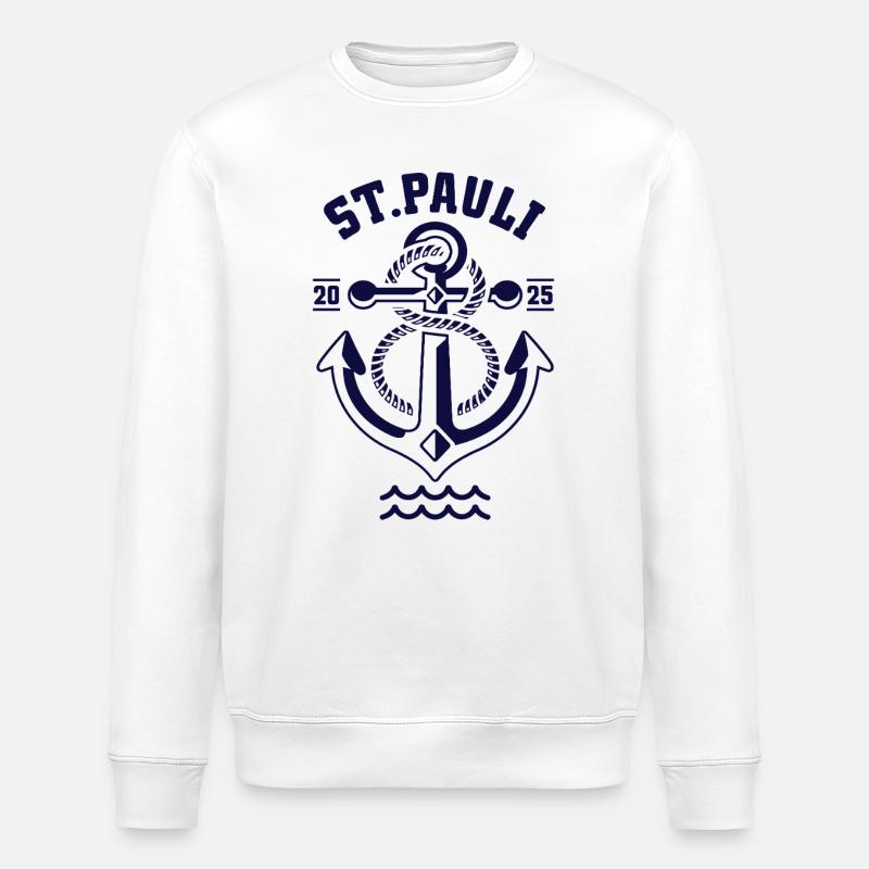 St. Pauli Hamburg Anker Reeperbahn - Stanley/Stella Unisex Bio-Sweatshirt ROLLER - Weiß