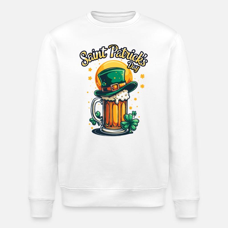Bière de la Saint-Patrick - Sweat bio ROLLER Stanley/Stella Unisexe - blanc