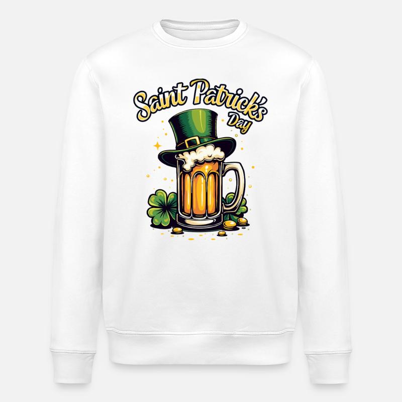 St Patrick`s Day Bier - Stanley/Stella Unisex Bio-Sweatshirt ROLLER - Weiß