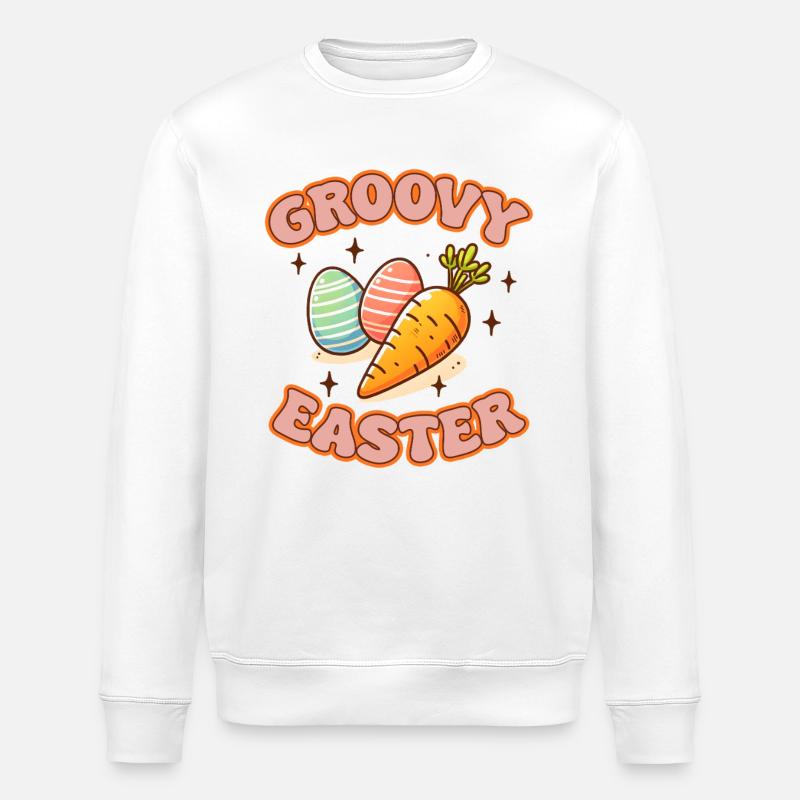 Groovy Easter - Stanley/Stella Unisex Bio-Sweatshirt ROLLER - Weiß