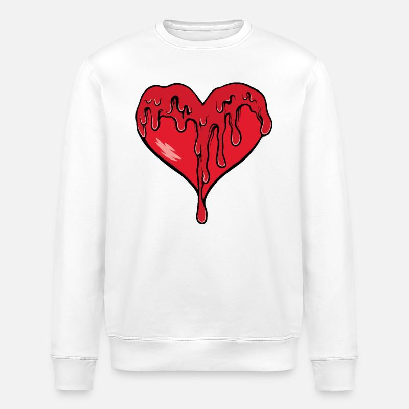 Schmelzendes Herz Rot - Stanley/Stella Unisex Bio-Sweatshirt ROLLER - Weiß