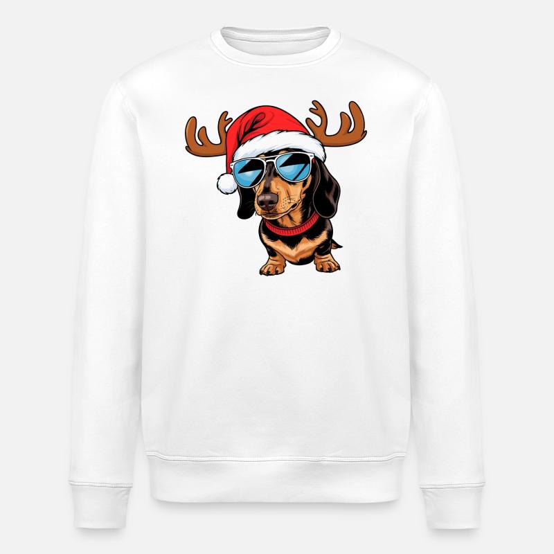 Teckel de Noël - Sweat bio ROLLER Stanley/Stella Unisexe - blanc
