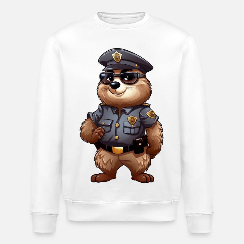 Murmeltier Polizei - Stanley/Stella Unisex Bio-Sweatshirt ROLLER - Weiß