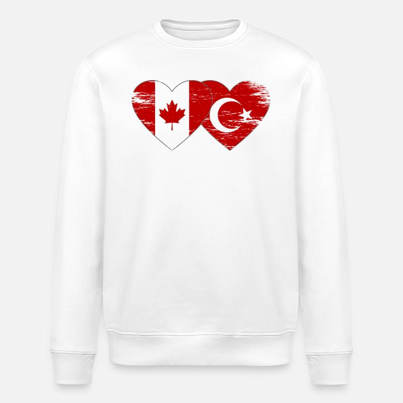 Canada Dinde Drapeau Coeur Utilisé - Sweat bio ROLLER Stanley/Stella Unisexe - blanc