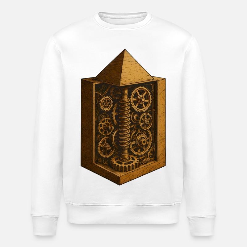 Pyramide von Chephren | Antike Getriebemechanik-Kunst - Stanley/Stella Unisex Bio-Sweatshirt ROLLER - Weiß