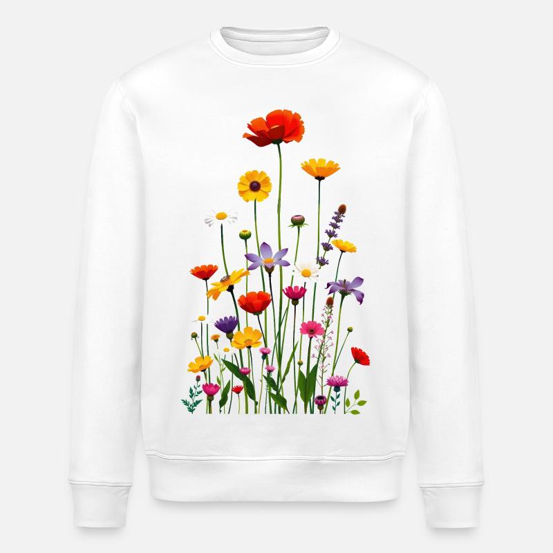 Prairie fleurie - Sweat bio ROLLER Stanley/Stella Unisexe - blanc