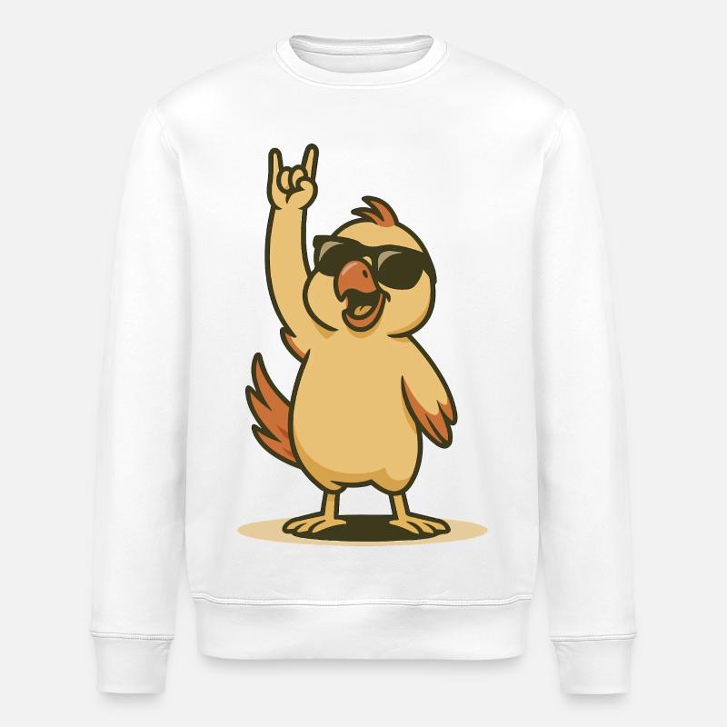 Cool Perroquet Poussin Rocker Style - Sweat bio ROLLER Stanley/Stella Unisexe - blanc