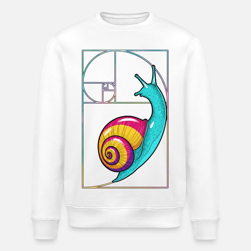Fibonacci Spiral Snail - Stanley/Stella ROLLER Unisex Organic Sweatshirt - white