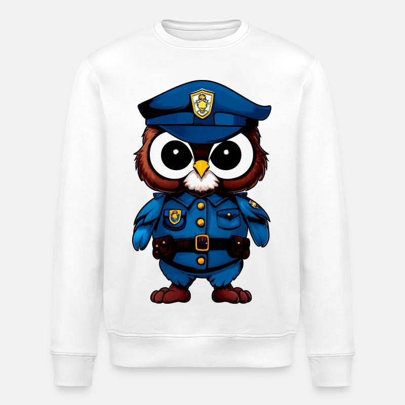 Eule Polizei - Stanley/Stella Unisex Bio-Sweatshirt ROLLER - Weiß