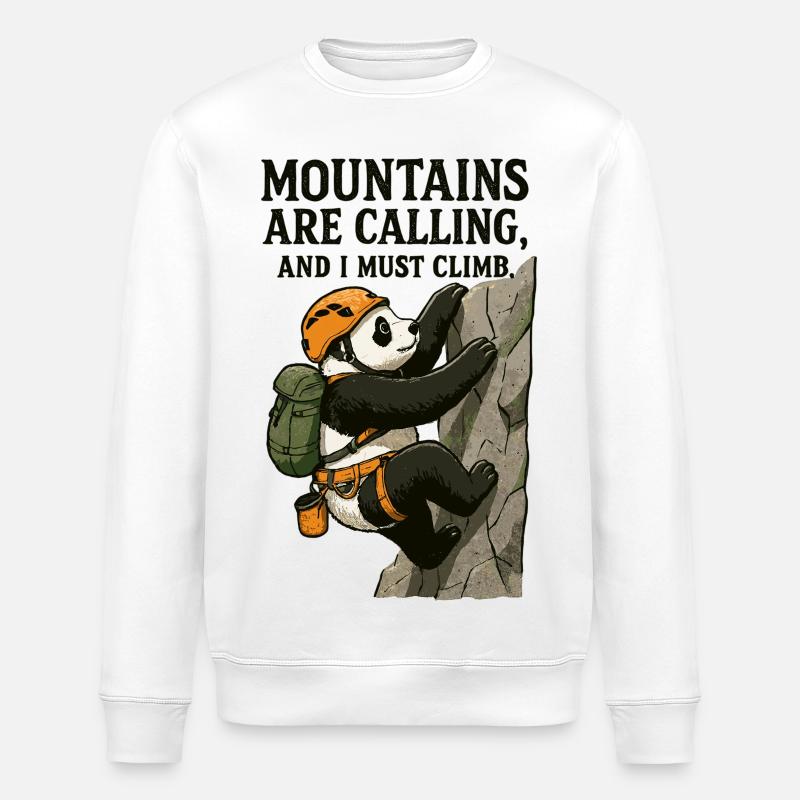 Funny climbing panda bouldering - Stanley/Stella ROLLER Unisex Organic Sweatshirt - white