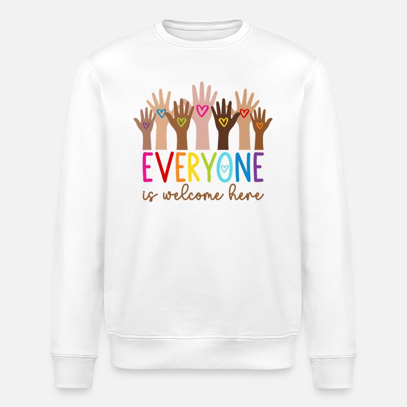 Everyone is welcome here - Stanley/Stella Unisex Bio-Sweatshirt ROLLER - Weiß