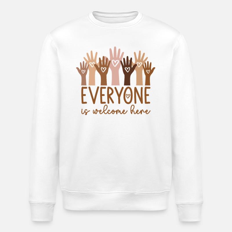 Everyone is welcome here - Stanley/Stella Unisex Bio-Sweatshirt ROLLER - Weiß