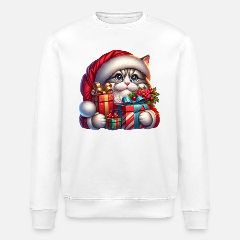 Noël chat - Sweat bio ROLLER Stanley/Stella Unisexe - blanc