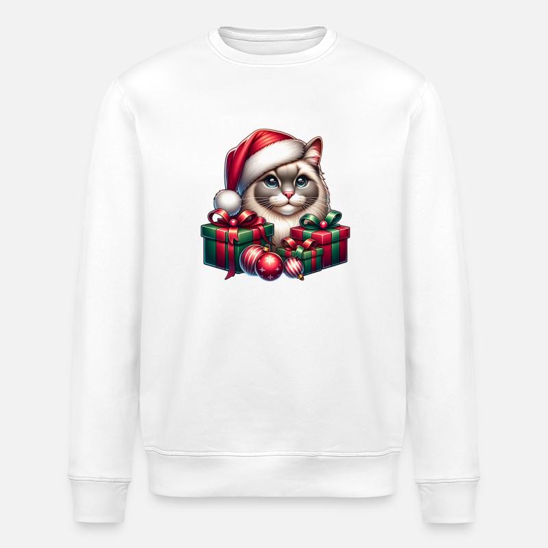 Chat Chaton Noël - Sweat bio ROLLER Stanley/Stella Unisexe - blanc