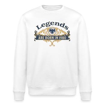 Legends Are Born in 1980 Geburtstag Geschenkidee - Stanley/Stella Unisex Bio-Sweatshirt ROLLER - Weiß - Vorne - Nik (191cm)