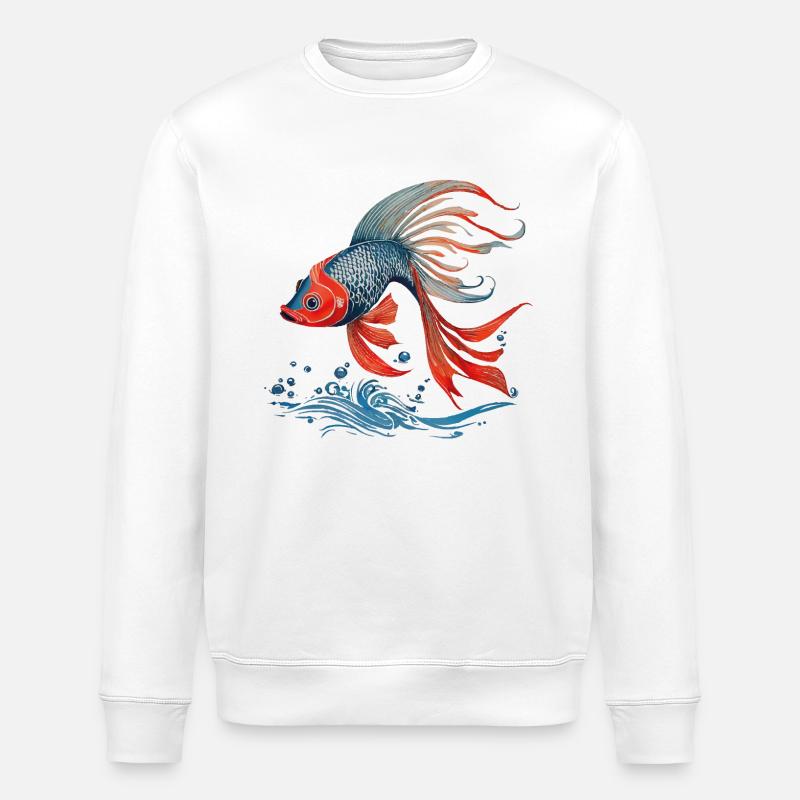 POISSON AQUARELLE - Sweat bio ROLLER Stanley/Stella Unisexe - blanc