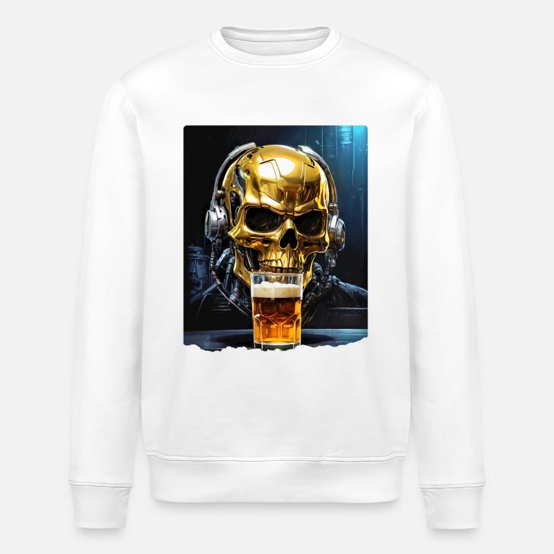 Beer Skull 0.1 - Stanley/Stella ROLLER Unisex Organic Sweatshirt - white