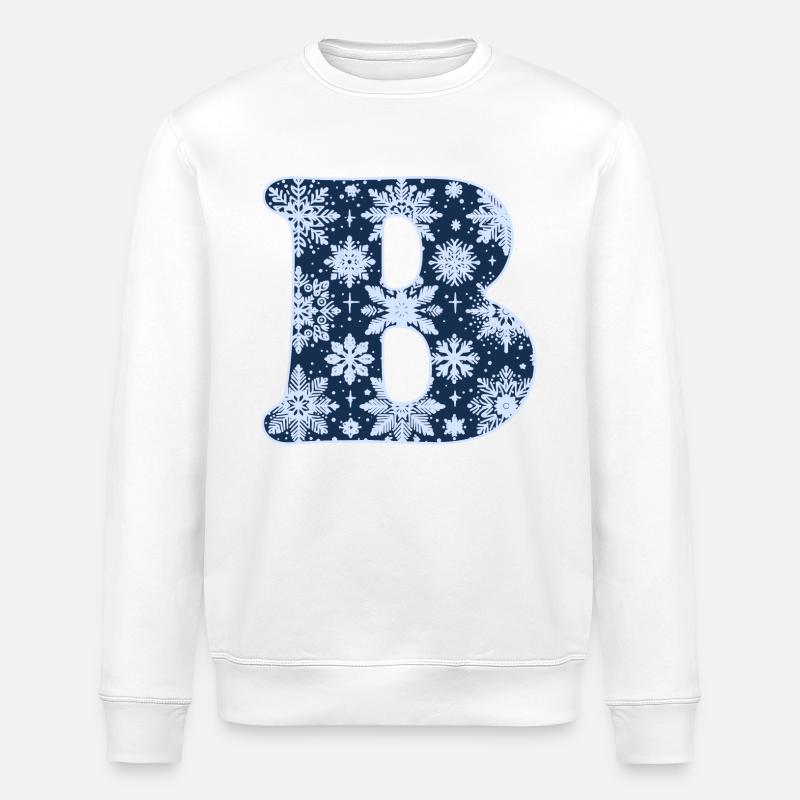 Buchstabe B Schneeflocken - Stanley/Stella Unisex Bio-Sweatshirt ROLLER - Weiß