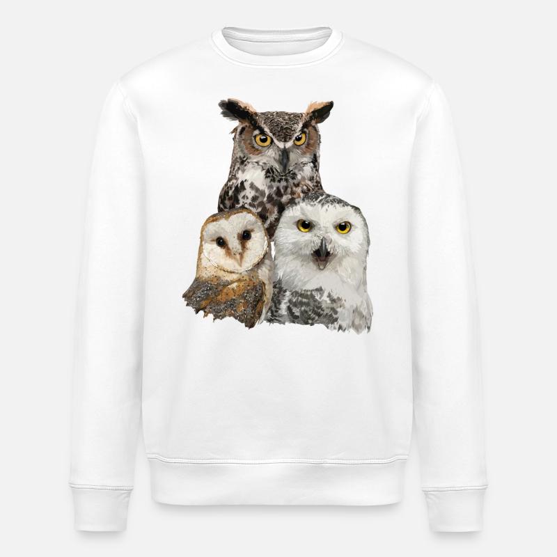 Eulen und Eule - Stanley/Stella Unisex Bio-Sweatshirt ROLLER - Weiß