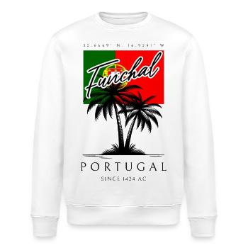 Funchal Palm Trees Flag Travel Souvenir - Stanley/Stella ROLLER Unisex Organic Sweatshirt - white - Front - Nik (191cm)