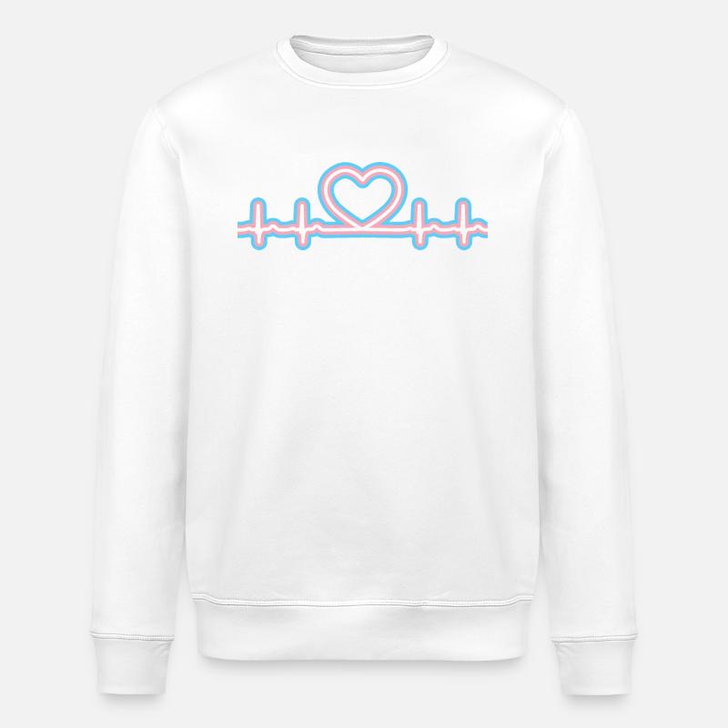 Transgender Pride Heartbeat - Stanley/Stella Unisex Bio-Sweatshirt ROLLER - Weiß