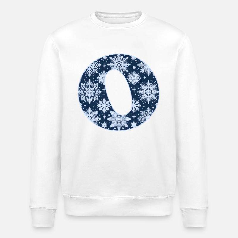Buchstabe O Schneeflocken - Stanley/Stella Unisex Bio-Sweatshirt ROLLER - Weiß
