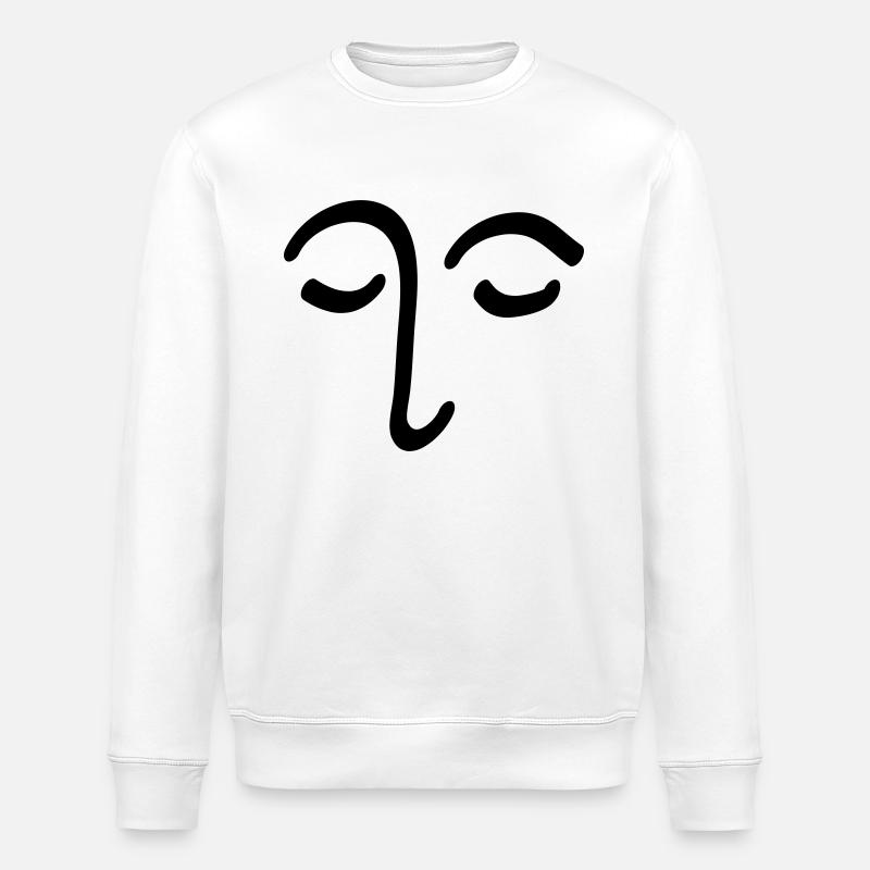 Visage Dessin Tête Oeil Cadeau - Sweat bio ROLLER Stanley/Stella Unisexe - blanc
