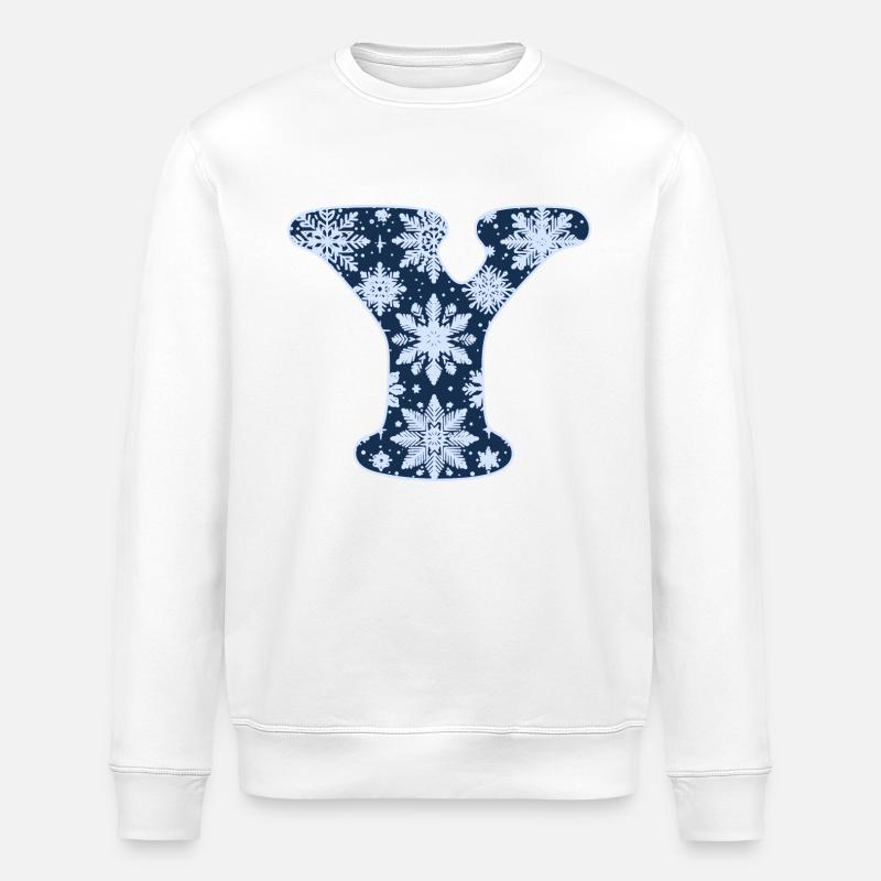 Buchstabe Y Schneeflocken - Stanley/Stella Unisex Bio-Sweatshirt ROLLER - Weiß