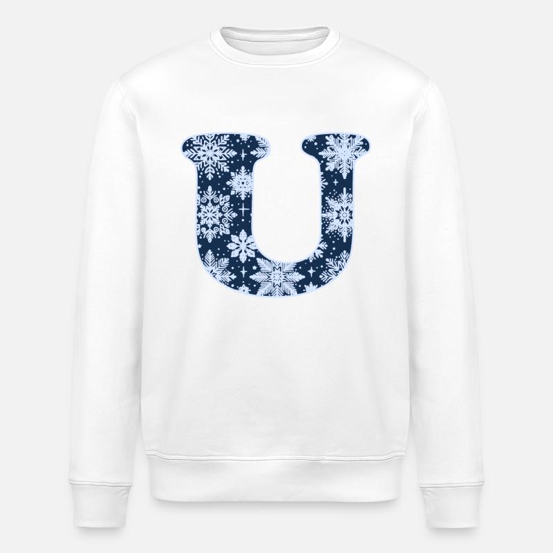 Lettre U Flocons de neige - Sweat bio ROLLER Stanley/Stella Unisexe - blanc