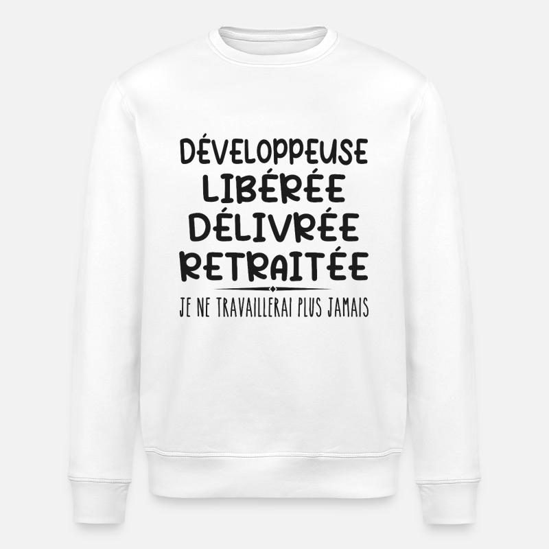 Developer celebrates retirement with humour - Stanley/Stella ROLLER Unisex Organic Sweatshirt - white