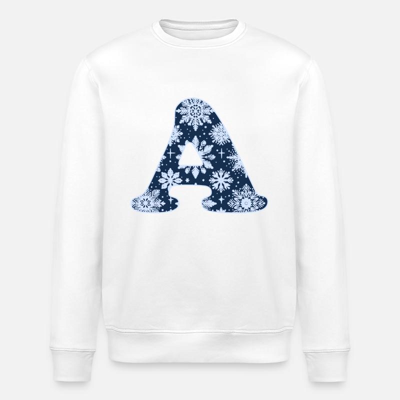Buchstabe A Schneeflocken - Stanley/Stella Unisex Bio-Sweatshirt ROLLER - Weiß