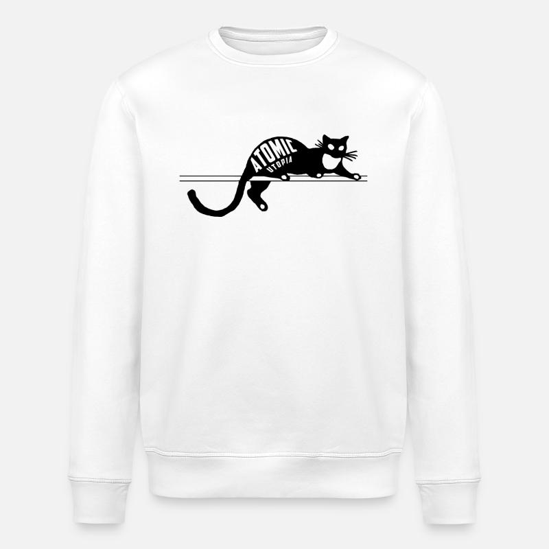 Atomic Utopia - Cat - Stanley/Stella ROLLER Unisex Organic Sweatshirt - white