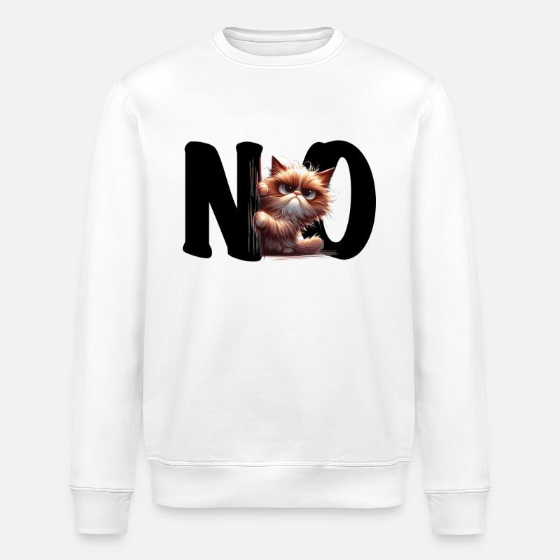 NO - Cat - Statement - Stanley/Stella ROLLER Unisex Organic Sweatshirt - white
