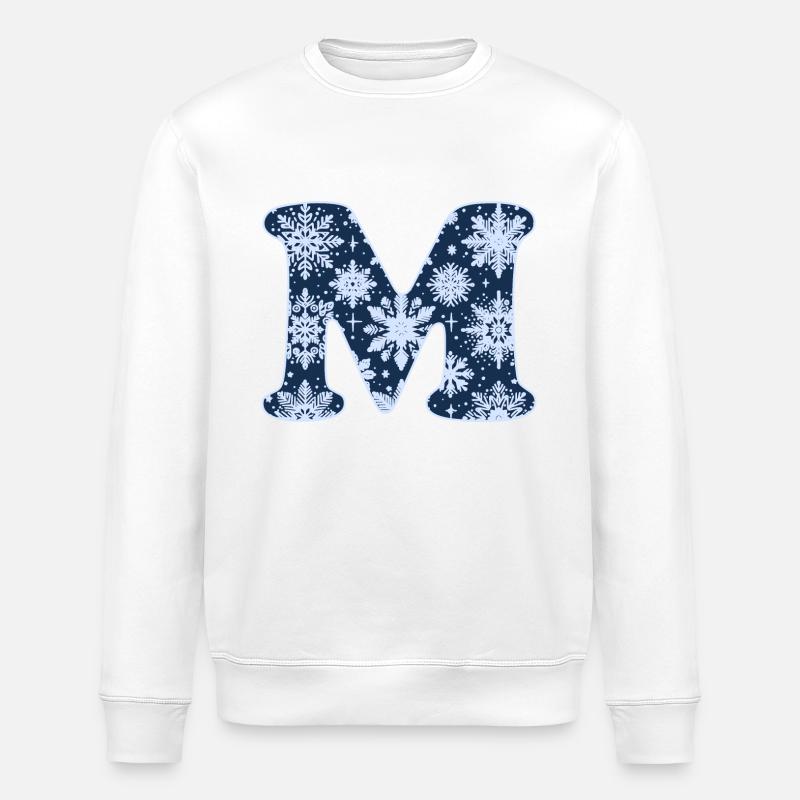 Buchstabe M Schneeflocken - Stanley/Stella Unisex Bio-Sweatshirt ROLLER - Weiß
