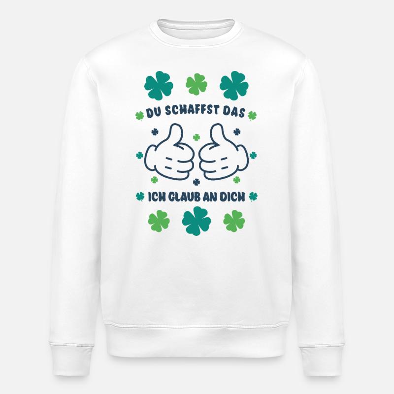 Du schaffst das! Daumen hoch Glücksbringer - Stanley/Stella Unisex Bio-Sweatshirt ROLLER - Weiß