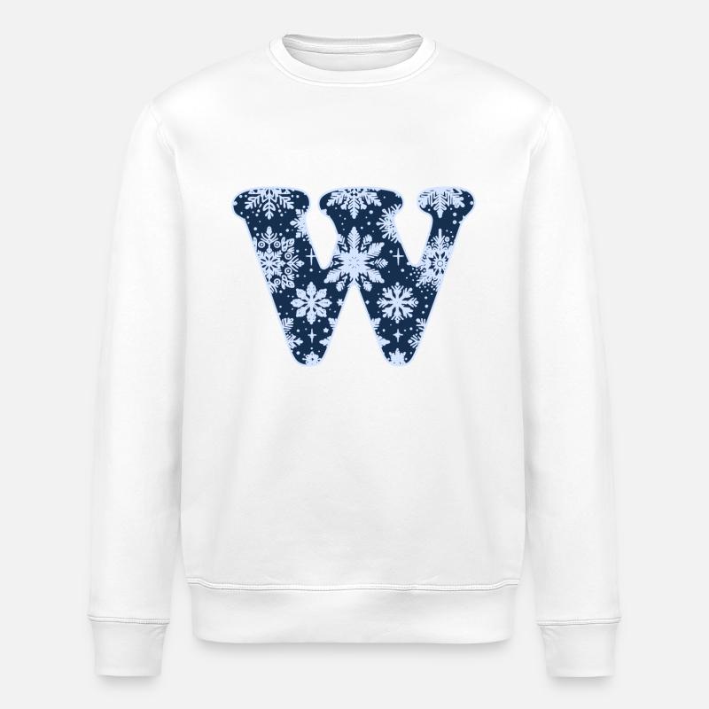 Buchstabe W Schneeflocken - Stanley/Stella Unisex Bio-Sweatshirt ROLLER - Weiß