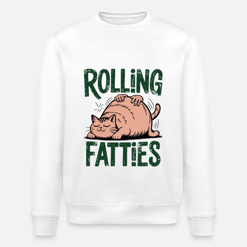 Rolling Fatties Katze Humor - Stanley/Stella Unisex Bio-Sweatshirt ROLLER - Weiß