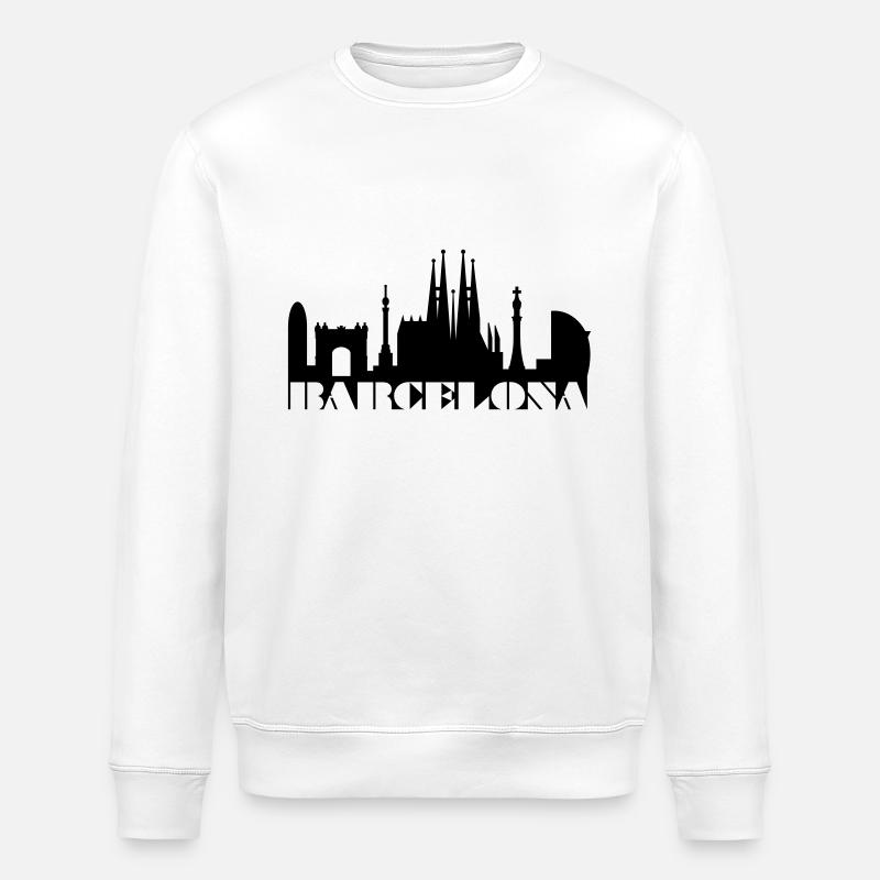 Skyline Barcelona Espagne - Sweat bio ROLLER Stanley/Stella Unisexe - blanc