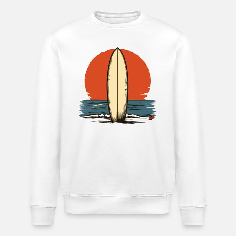 Sunset Retro Planche de surf - Sweat bio ROLLER Stanley/Stella Unisexe - blanc
