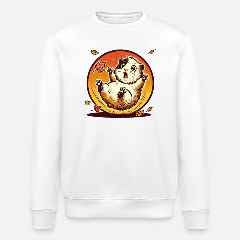 Hamster mit Herbst-Blättern - Stanley/Stella Unisex Bio-Sweatshirt ROLLER - Weiß