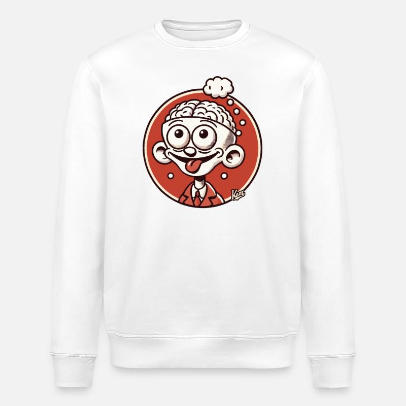 Funny guy with exposed brain - Stanley/Stella ROLLER Unisex Organic Sweatshirt - white