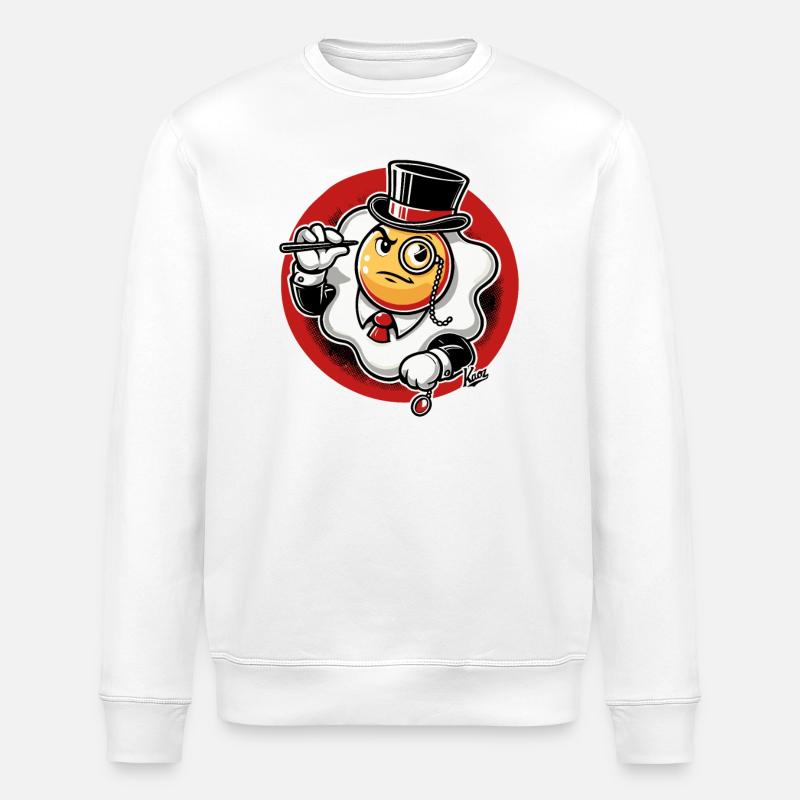 Eleganter Spiegelei Ei-Gentleman - Stanley/Stella Unisex Bio-Sweatshirt ROLLER - Weiß