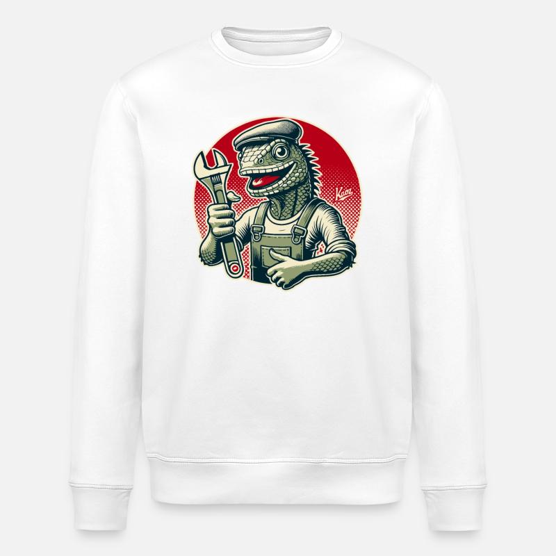 Artisan lézard avec clé - Sweat bio ROLLER Stanley/Stella Unisexe - blanc